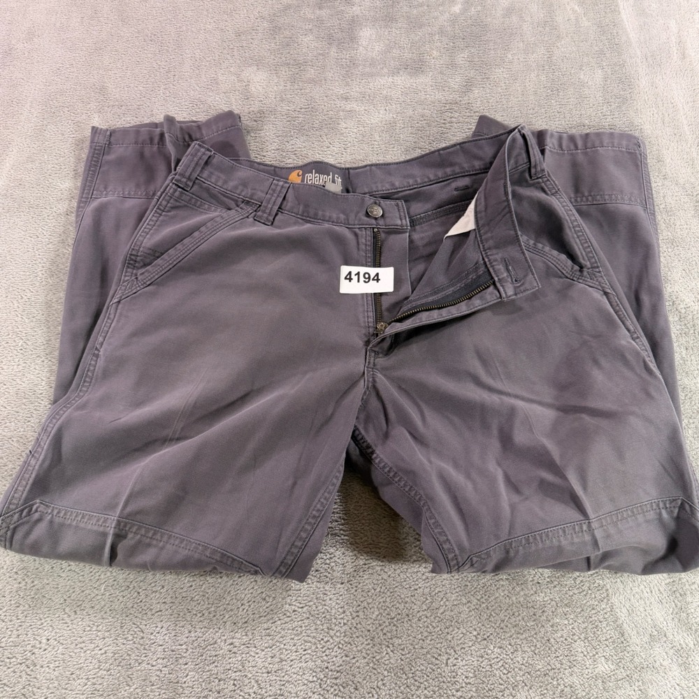 Carhartt Relaxed Fit Work Pants Mens 34x30 Gray Canvas Utility Cargo Trousers